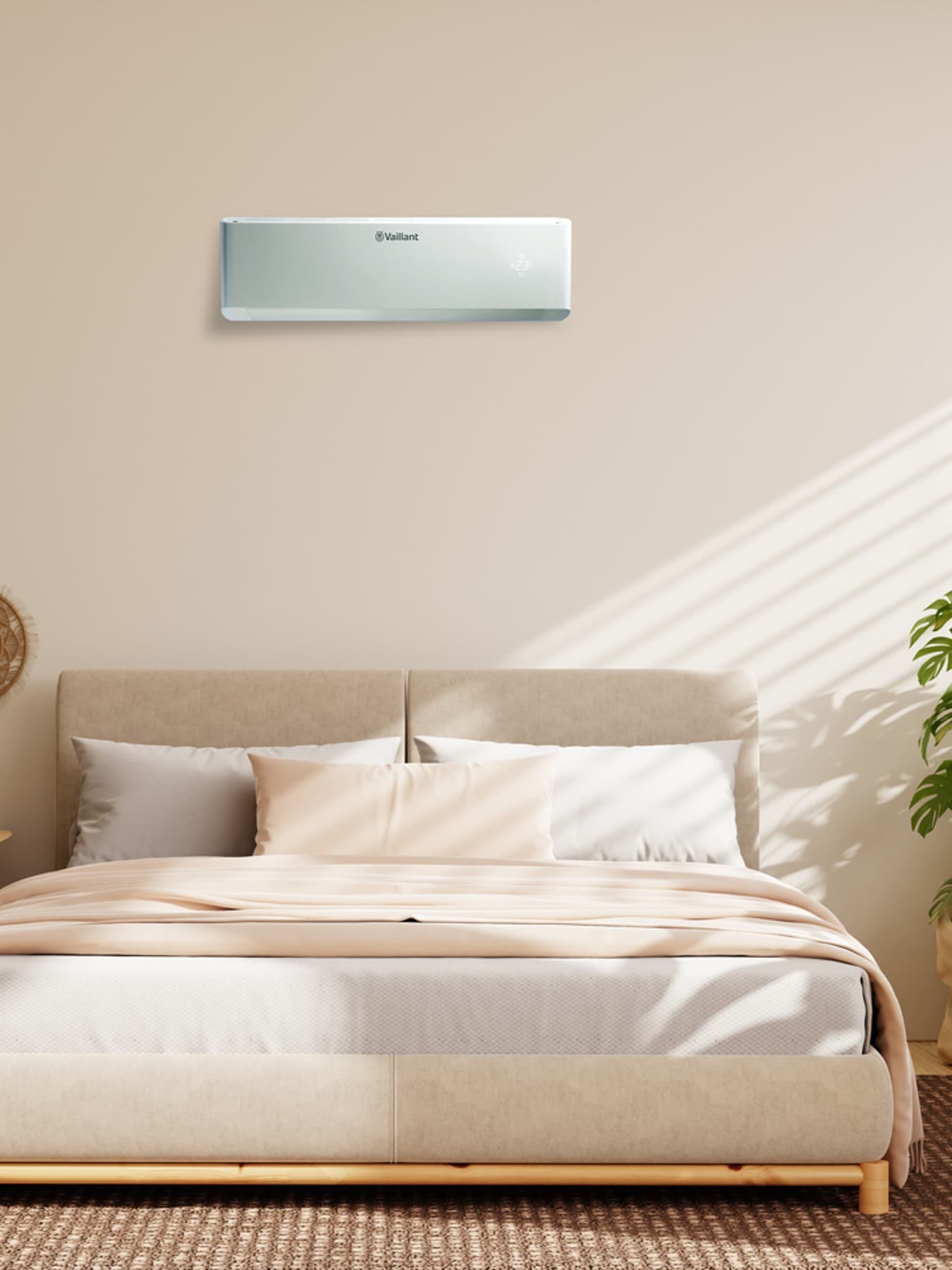 Schlafzimmer mit einer Luft-Luft-Wärmepumpe