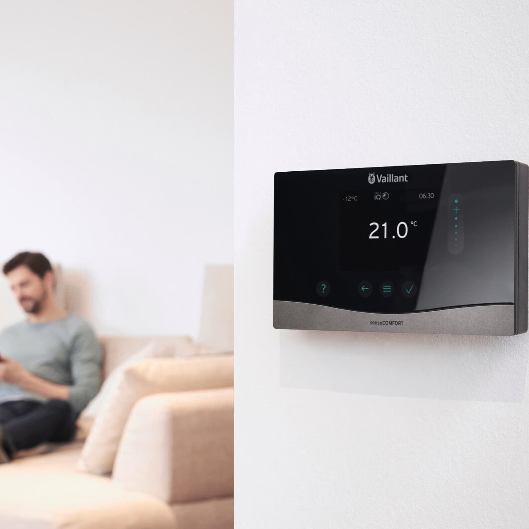 Heizungsthermostat zeigt 21 Grad