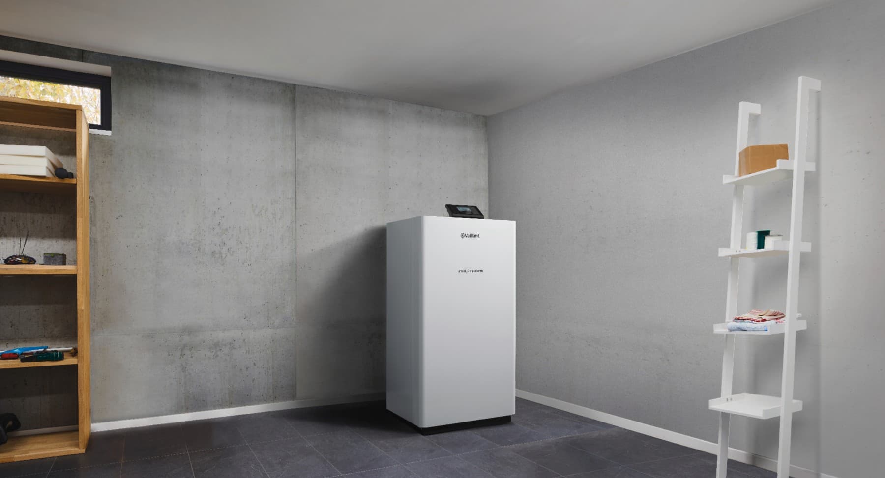 Eine Erdwärmepumpe im Keller