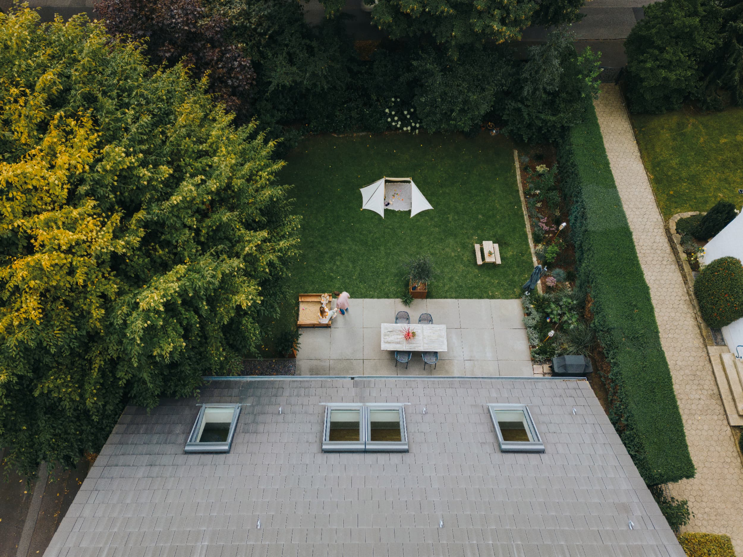 Ein Garten aus der Vogelperspektive