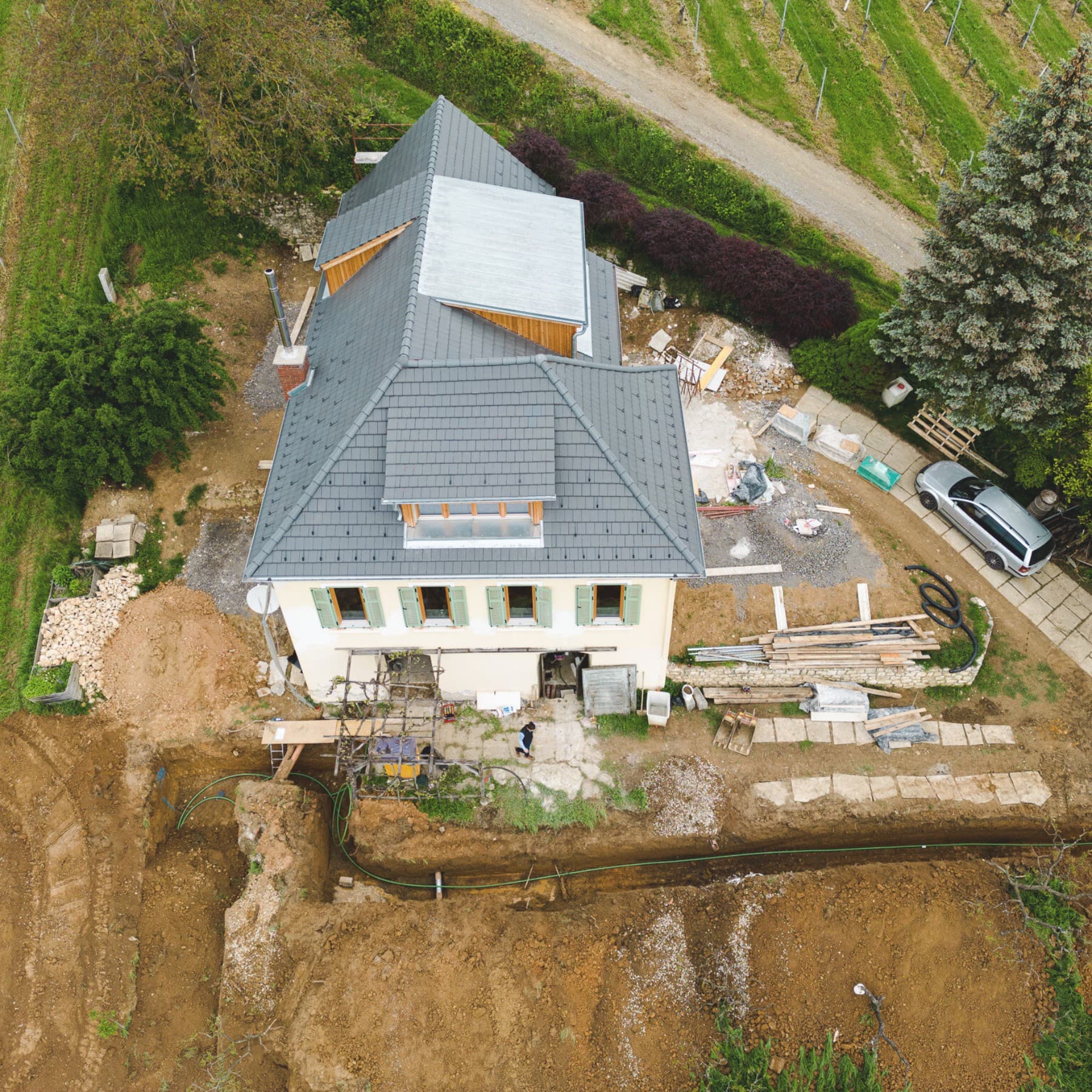 Einfamilienhaus von oben