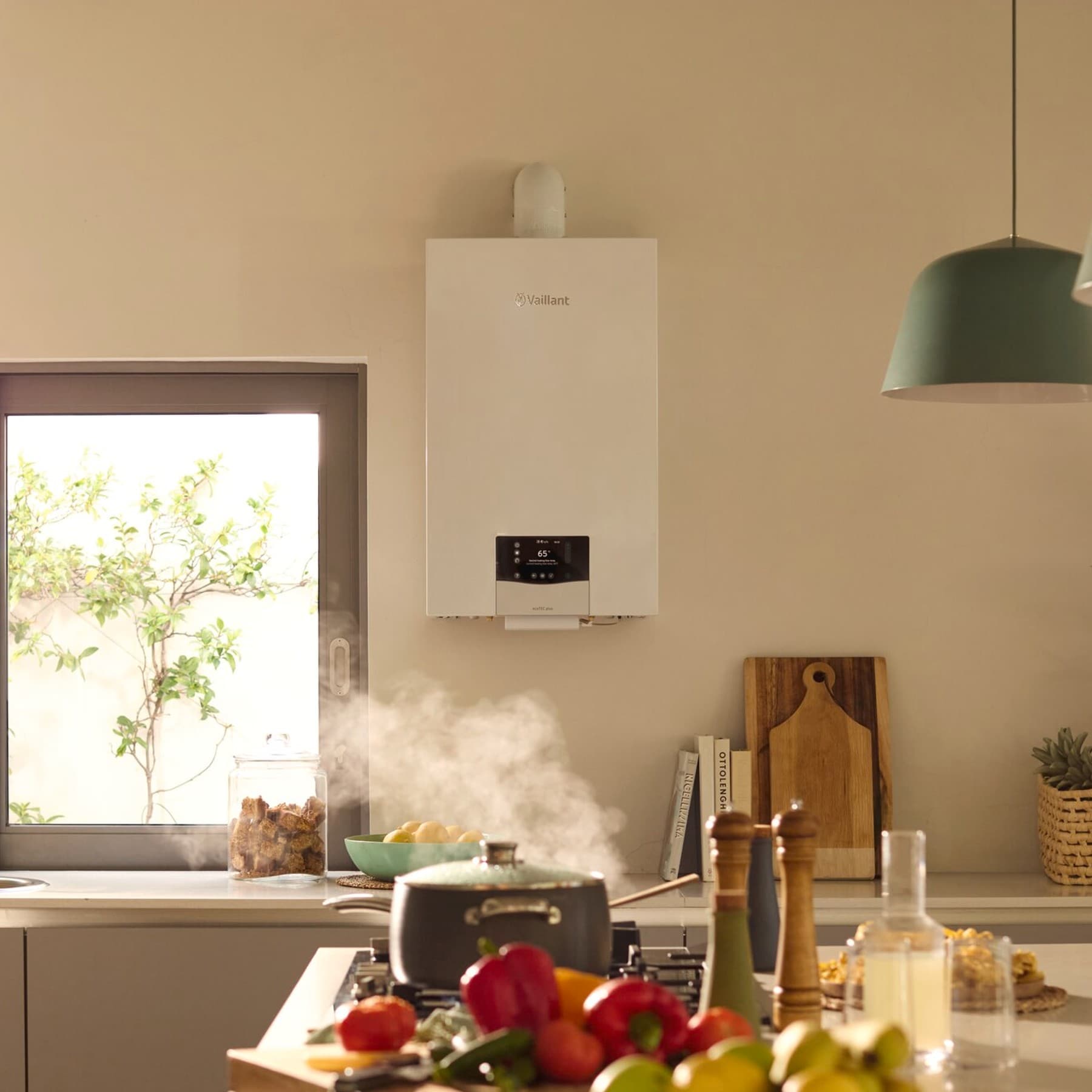 Vaillant Gerät an einer Wand montiert